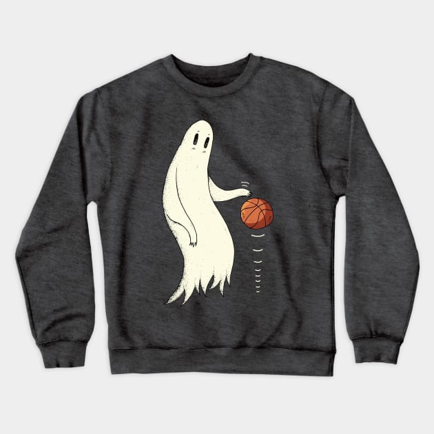 Funny Cool Ghost Dribbling Basketball Crewneck Sweatshirt by Dibble Dabble Designs